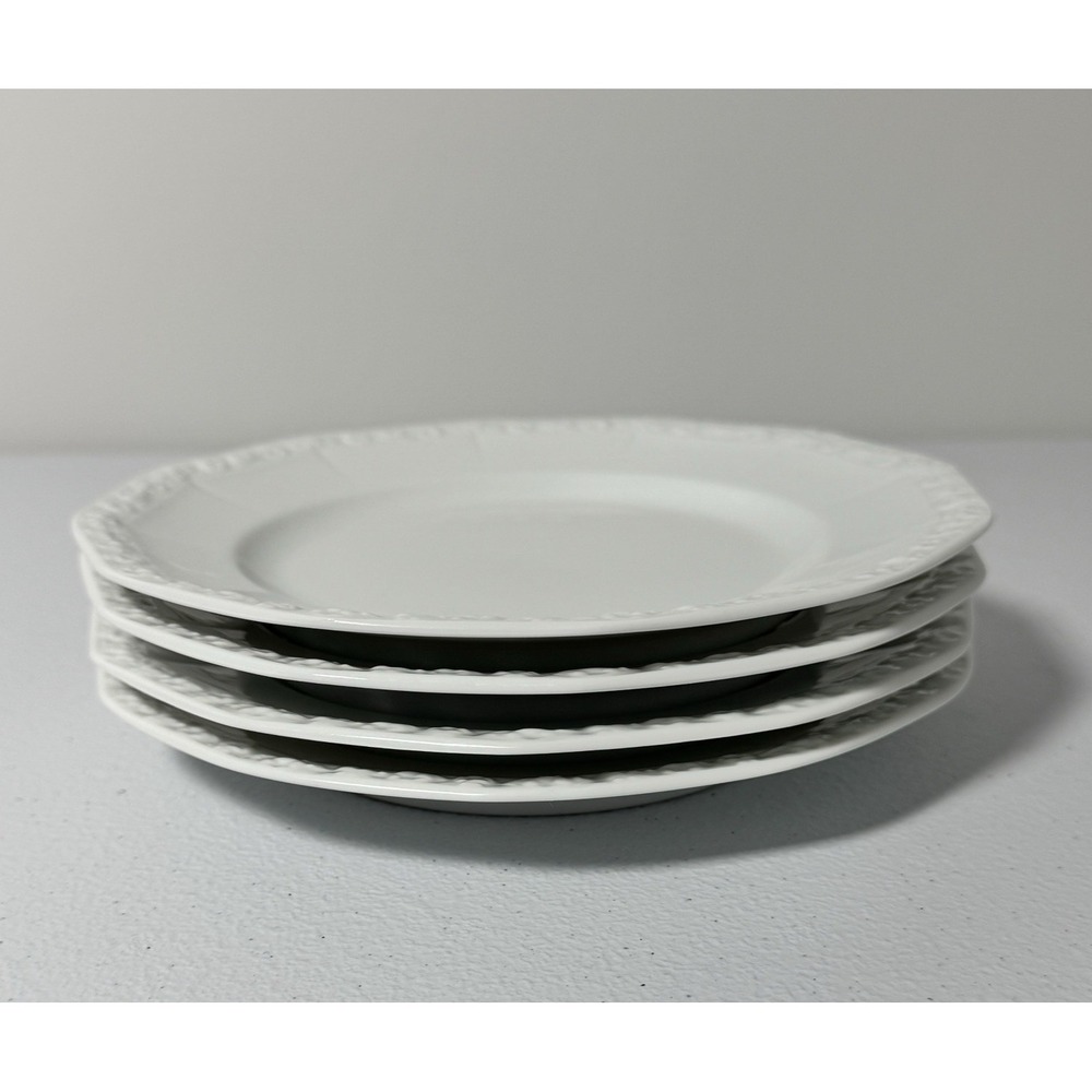 Vintage Rosenthal Maria White‎ Faceted Salad Plates Set of 4 Germany Porcelain